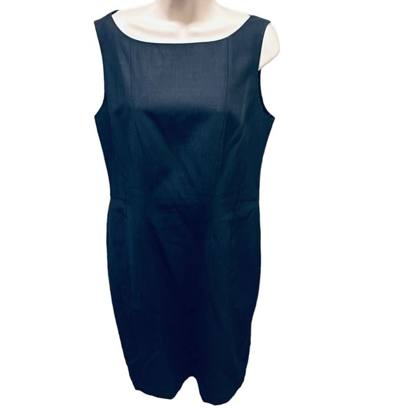 HOBBS LONDON 95% Wool Blend Shift Dress Size 8 navy blue Sleeveless - Picture 1 of 8